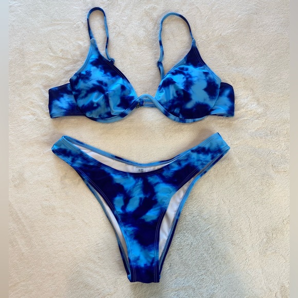 Electric Blue & Light Blue Tie Die Bikini - Picture 9 of 14